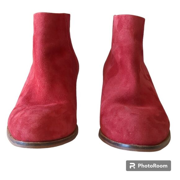 ANTHROPOLOGIE Womens Boots Seychelle Suede Flood Plain Red Booties, Size 7.5 - Picture 3 of 12